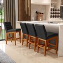 Ver imagem 3 de Kit 02 Banquetas Baixa Cozinha Bancada Bar Sala Jantar Fixa Mila L02 Couríssimo Preto - Lyam Decor B