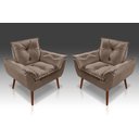 Ver imagem 1 de Kit 02 Poltrona Decorativa Opala Suede Capuccino - Pandora Decor