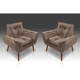 Kit 02 Poltrona Decorativa Opala Suede Capuccino - Pandora Decor - 1