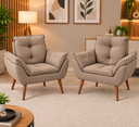 Ver imagem 1 de Kit 02 Poltrona Decorativa Opala Suede Capuccino Quarto Clinica Salão