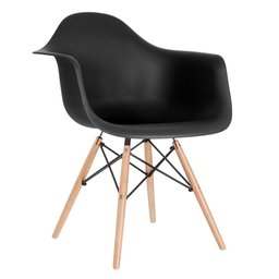 KIT - 8 x cadeiras Charles Eames Eiffel DAW com braços - Base de madeira clara - Preto - 2