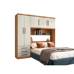 Guarda Roupa Casal 5 Portas Cabeceira Baú México Cedro Areia - Rud Rack - 2
