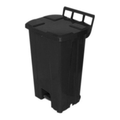 Lixeira Quadrada Preta Com Pedal E Rodas 100 Litros