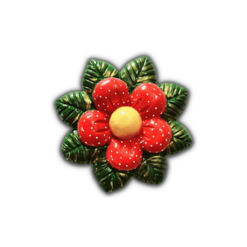 DECORAÇÃO JARDIM FLOR MARGARIDA CERÂMICA P/GRAMA OU PAREDE:VERMELHO