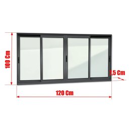 Janela Elite 4 Folhas Moveis 100 X 120 Vidro Liso - 6