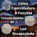 Ver imagem 2 de Kit 2 Cascatas 400 Leds 10M C/ 8 Funções Branco Frio C/ Fio Branco 110V