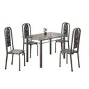 Ver imagem 2 de Conjunto de Mesa Retangular a 120x75cm Tampo de Vidro 4 Cadeiras Lavínea Prata/Preto Floral/Mart