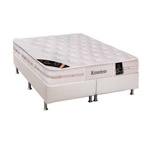 Cama Box King: Colchão Molas Pocket Ensacadas Castor Kingdom Aloe Vera + Base CRC Courano Branco(193