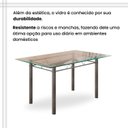 Ver mais imagens de Conjunto de Mesa Retangular 140x75cm Tampo de Vidro 6 Cadeiras Lavínea Prata/Preto Floral/Mart