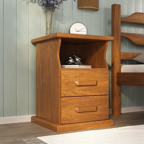 Mesa de Cabeceira Slim Madeira Maciça Marrom