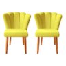 Kit 2 Cadeiras Poltrona Sala de Jantar Penteadeira Reforçada Decorativa Pétala Suede Amarelo - 1