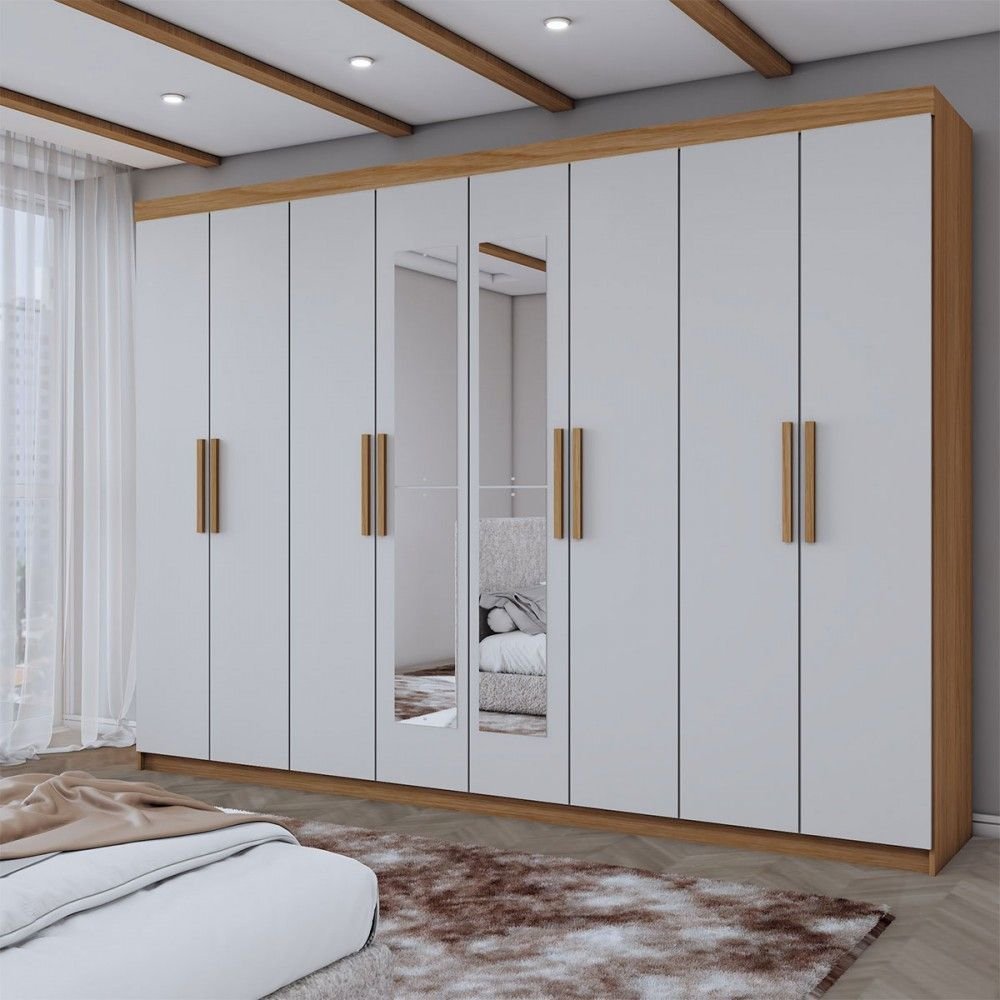 Guarda-roupa Casal Aurora 8 Portas 4 Gavetas com Espelho