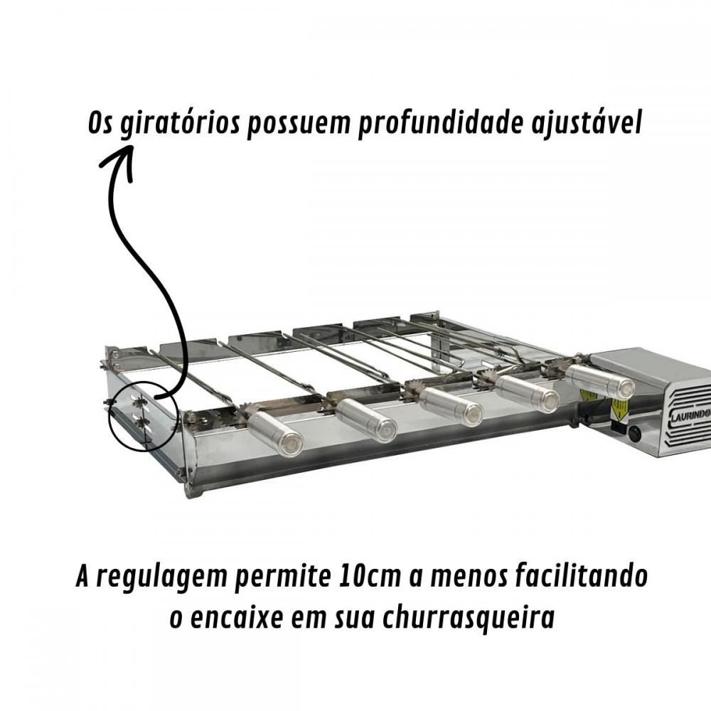 Churrasqueira Giratória Baixa Inox 5 Espetos Motor Esquerdo Ldo - 5
