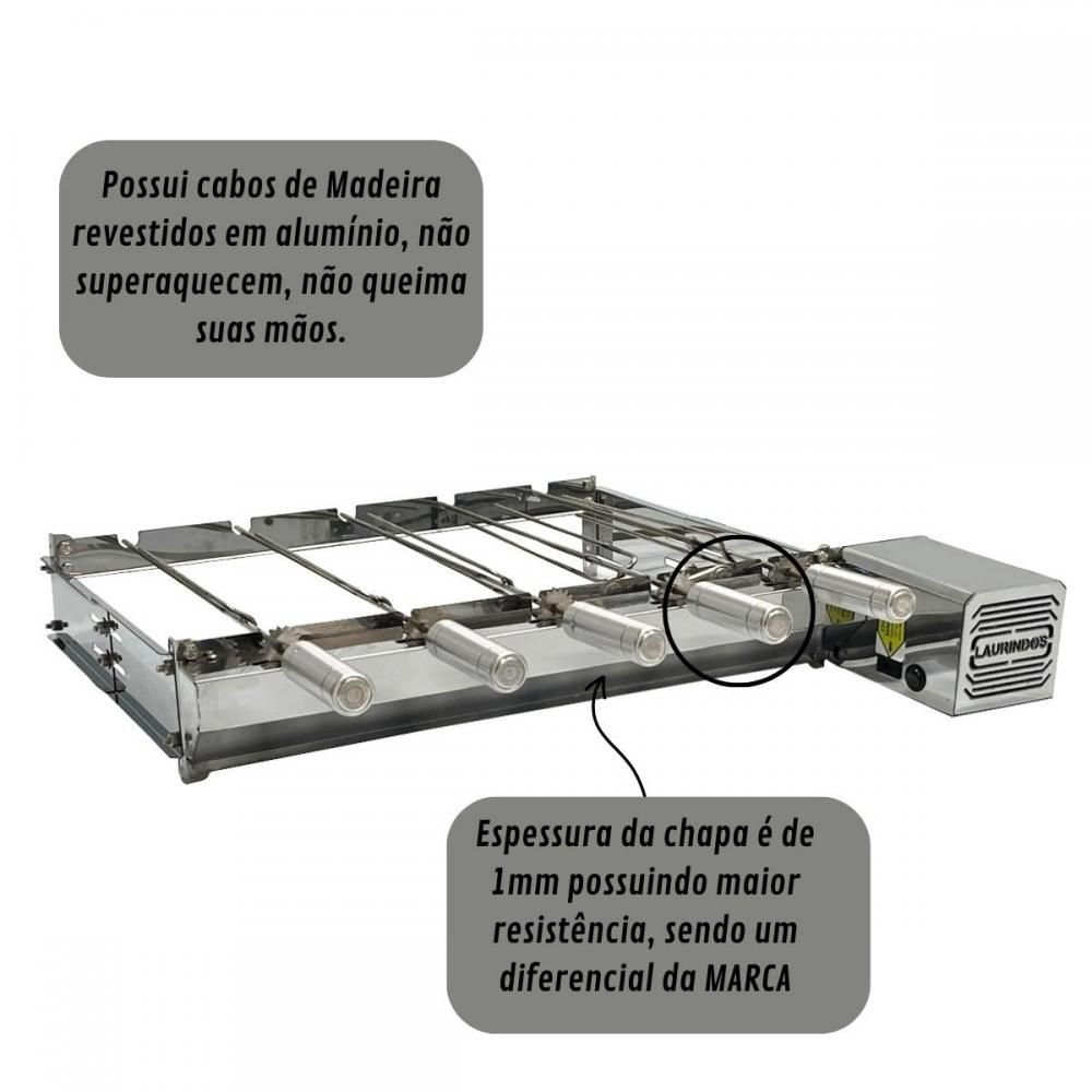 Churrasqueira Giratória Baixa Inox 5 Espetos Motor Esquerdo Ldo - 2