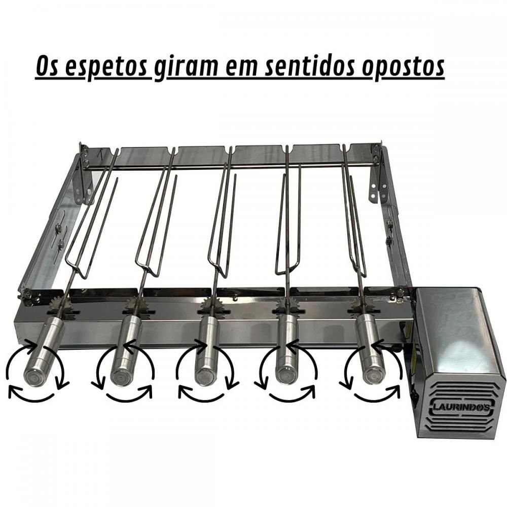 Churrasqueira Giratória Baixa Inox 5 Espetos Motor Esquerdo Ldo - 4