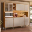 Ver imagem 3 de Kit Cozinha Compacta Pleno 10 Portas 3 Gavetas MDF 218cm Cinamon e Nude Demóbile