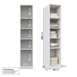 Guarda-roupa Modular 40cm 1 Porta com Prateleiras Jade Cabecasa Madeiramadeira - 3