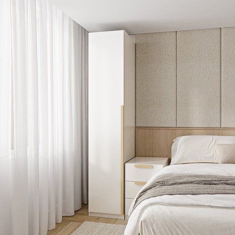 Guarda-Roupa Modular 40cm 1 Porta com Prateleiras Jade CabeCasa MadeiraOriginals Branco/Fosco