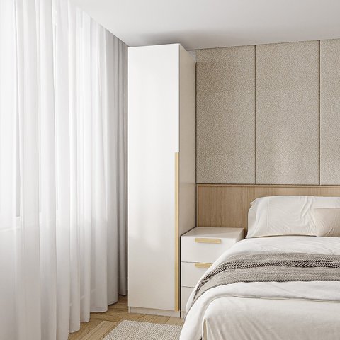 Guarda-roupa Modular 40cm 1 Porta com Prateleiras Jade CabeCasa MadeiraOriginals