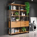 Ver imagem 1 de Estante para Livros Home Office 100% Mdf 1 Porta 2 Gavetas Freijó/preto - Panorama Móveis