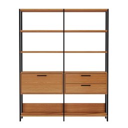Estante para Livros Home Office 100% Mdf 1 Porta 2 Gavetas Freijó/preto - Panorama Móveis - 2