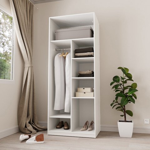 Guarda-Roupa Modular 80cm sem Portas com Prateleiras Jade CabeCasa MadeiraOriginals Branco/Fosco