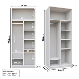 Guarda-roupa Modular 80cm sem Portas com Prateleiras Jade Cabecasa Madeiramadeira - 4