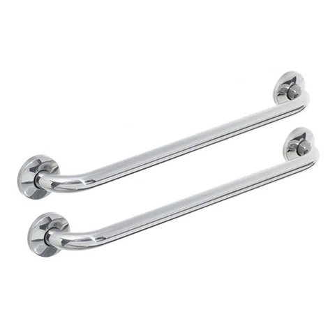 Alça Barra de Apoio Inox 80cm Kit 2 Unid Cadeirante Idoso Deficiente Corrimao Box Banheiro Corredor 