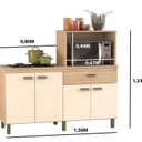 Ver imagem 3 de Balcão Cooktop e Forno Micro-Ondas 4 Portas e 1 Gaveta Bege/Amendoa/Off White