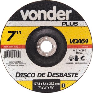 Disco De Desbaste 177,8x5,0x22,22 Para Aço Carbono Vda64 - V