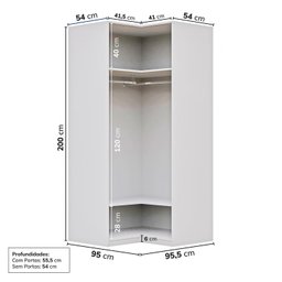 Guarda-roupa de Canto Reto Modular 95cm sem Portas com Cabideiros Jade Cabecasa Madeiramadeira - 2