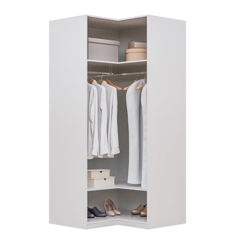 Guarda-Roupa de Canto Reto Modular 95cm sem Portas com Cabideiros Jade CabeCasa MadeiraOriginals Branco/Fosco