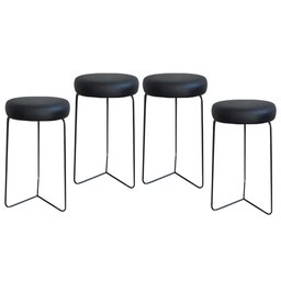 Kit 4 Banqueta Banco Aço Média Cozinha Bar Balcão 60cm Preta - 1