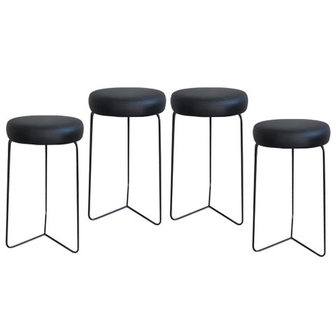 Kit 4 Banqueta Banco Aço Média Cozinha Bar Balcão 60cm Preta