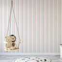 Ver imagem 2 de Papel de Parede Decorativo Listrado Baby Irregular em Tons de Rosa e Bege 3,3m