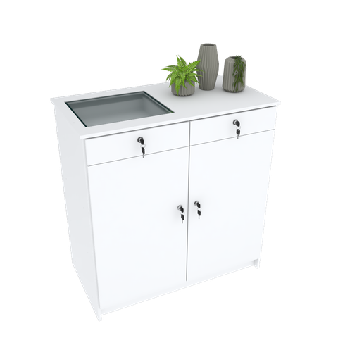 BALCÃO VITRINE JÓIAS COMPACTO COM DUAS PORTAS M297.2021.B MUNDI MOVEIS