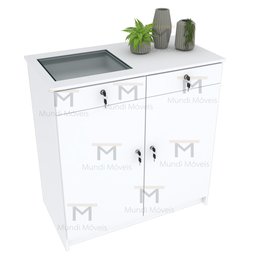 BALCÃO VITRINE JÓIAS COMPACTO COM DUAS PORTAS M297.2021.B MUNDI MOVEIS - 4