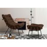 Conjunto Decorativo Poltrona e Puff Abel Base de Madeira Preto Suede Marrom - Gran Belo - 6