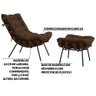 Conjunto Decorativo Poltrona e Puff Abel Base de Madeira Preto Suede Marrom - Gran Belo - 3