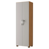 Armário Multiuso Sapateira 2 Portas com Chave 4 Prateleiras Sala de Estar Marrom Madeira Off White - 1