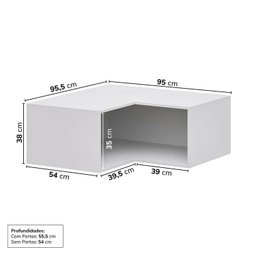 Ponte Canto Reto Modular 95cm 2 Portas Jade Cabecasa Madeiramadeira - 3
