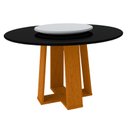 Ver imagem 1 de Mesa de Jantar Redonda Isabela 1,35m com Tampo Giratório Ypê/preto/off White - New Ceval
