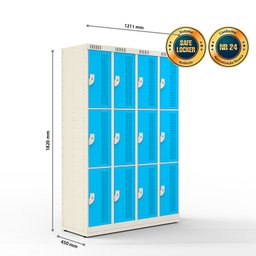 Armário de Aço 12 Portas - Nk 4303 Nilko Armários Azul Sky Chave Padrão - 4