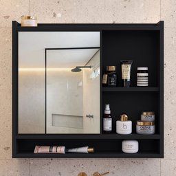 Espelheira Suspensa para Banheiro Closet Porta e Armário Acqua com Nicho - 1