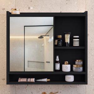 Espelheira Suspensa para Banheiro Closet Porta e Armário Acqua com Nicho