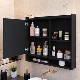 Espelheira Suspensa para Banheiro Closet Porta e Armário Acqua com Nicho - 4