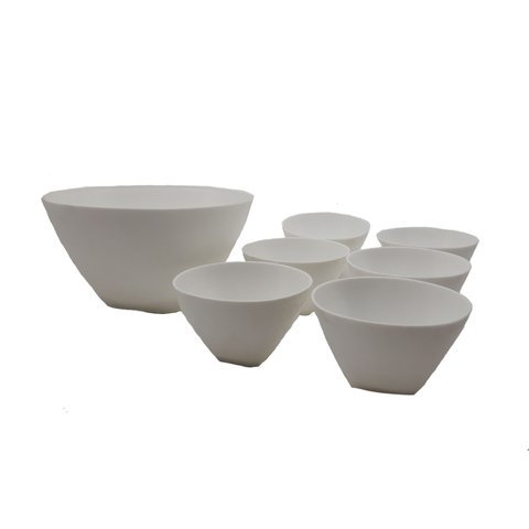 Conjunto de Bowls Sobremesa Tigela Saladeira Pote 7 Peças Branco Dehaus