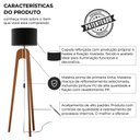 Ver imagem 4 de Luminária de Chão Tripé Paris Madeira Maciça Cupula Palha Preto