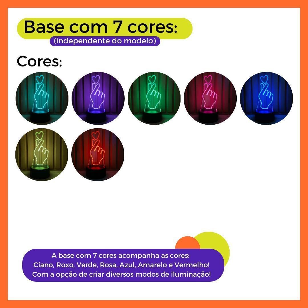 Luminária 3d de Escrever Lousa 7 Cores Acrílico + Caneta - 8