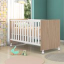 Ver imagem 2 de Berço Mini Cama Americano Doce Sonho Branco/ Carvalho com Rodízio + Colchão para Quarto Infantil
